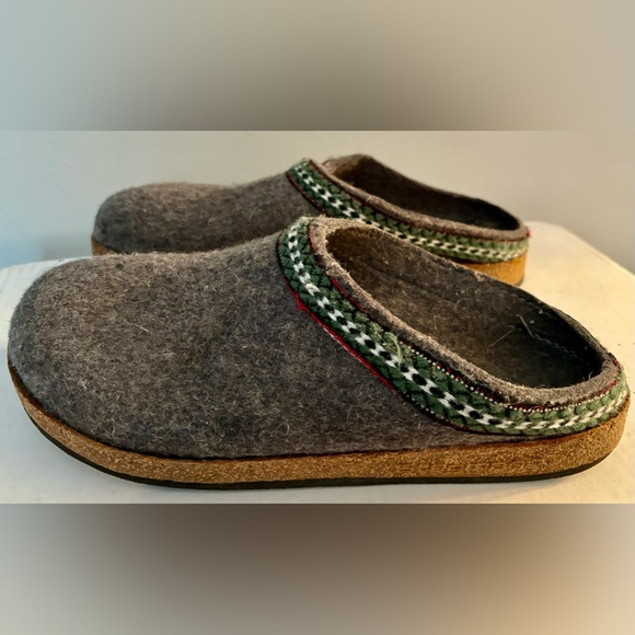 LL BEAN By STEGMANN Woolfelt Bavarian Clogs Grey Slides Flats Shoes - Picture 4 of 4